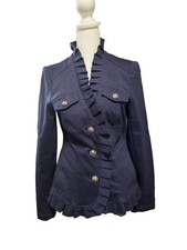 Women's INC International Concepts Navy Ruffled Blazer Jacket Size S
