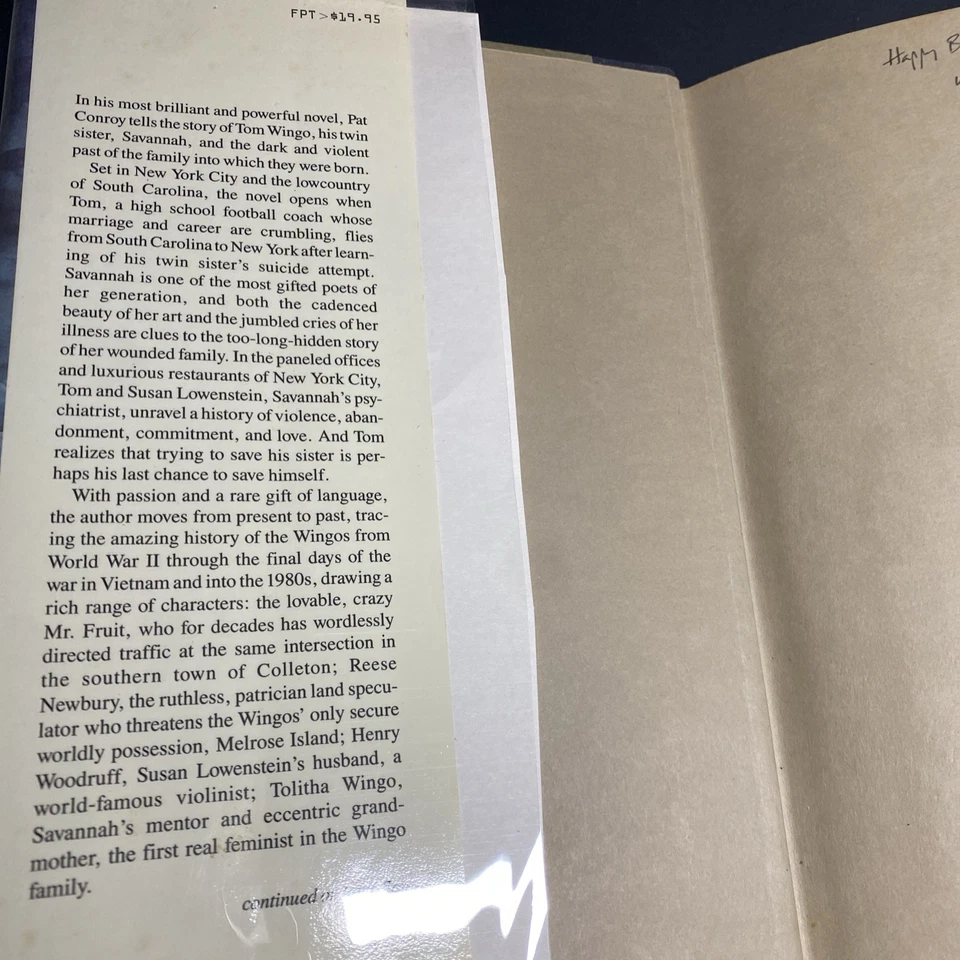 The Prince of Tides 1986 1st Edition - Pat Conroy SIGNED / HGV Foto 2 de 4