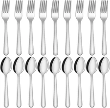 24-Piece Forks and Spoons Silverware Set,  Food Grade Stainless Steel Flatware C