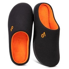 Men's Two-Tone Memory Foam House Slippers Indoor Outdoor Durable 11-12 Orange