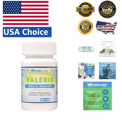 Valerian Natural Relaxant - 90ct for Stress Relief, Leg Cramp & Muscle Recovery
