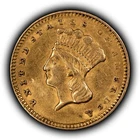 1857 G$1 Indian Princess Head Gold Dollar - Stg Luster - Type 3 - AU - SKU-G6014