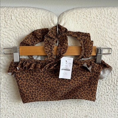 J Crew Crewcuts Bikini Top Size 6 Leopard Print
