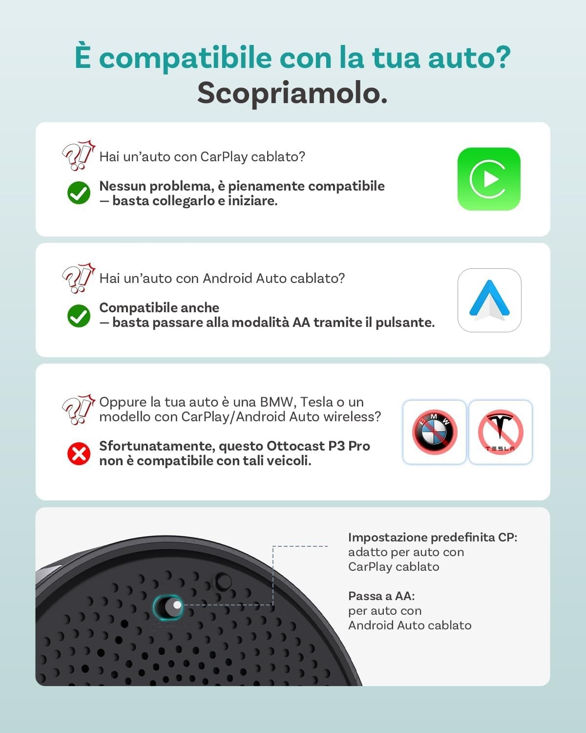 OTTOCAST OttoAibox P3 Pro Google Play Uscita HDMI Wireless CarPlay Android Auto - Miniatura 9