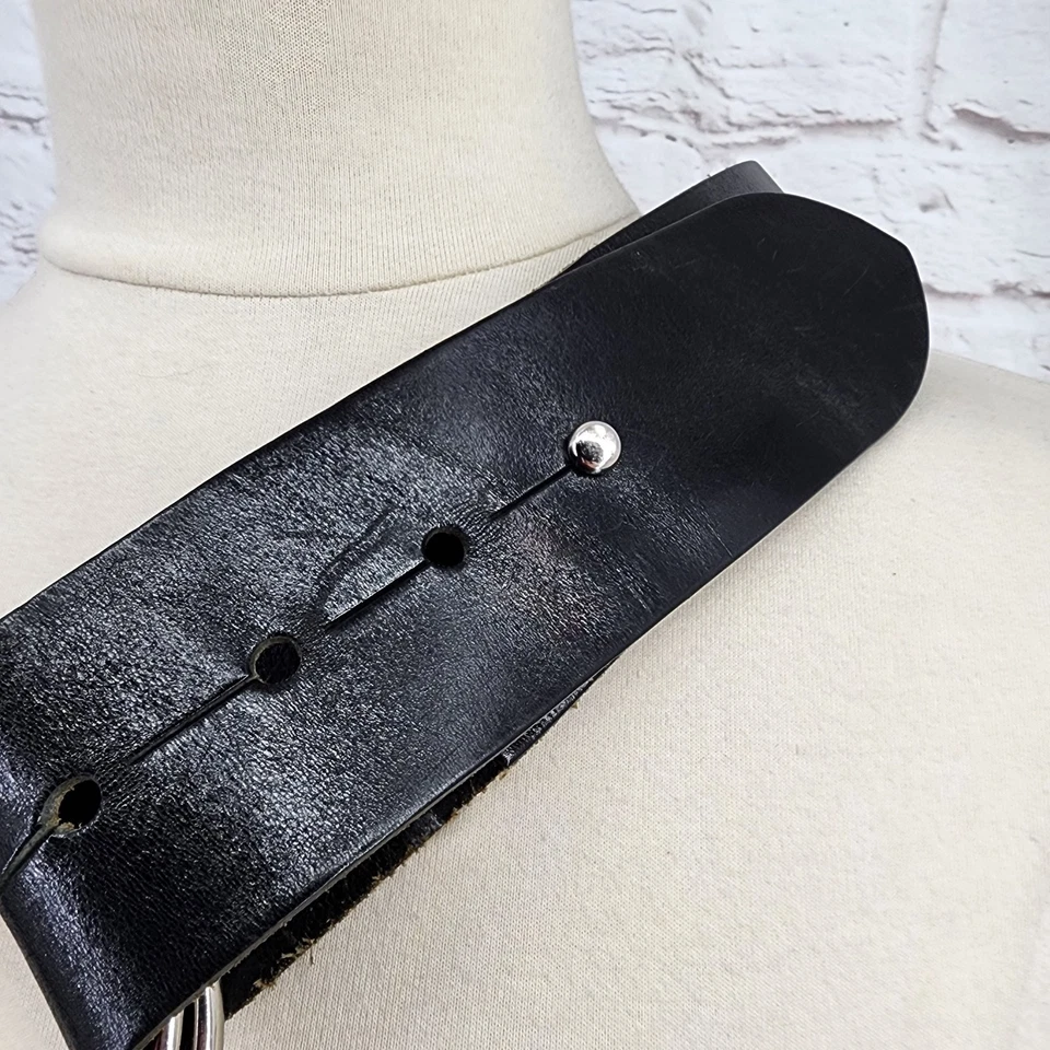 Banana Republic Cinturón de Cuero Negro Ancho Boho Artístico Western Vaquera Festival Foto 2 de 4