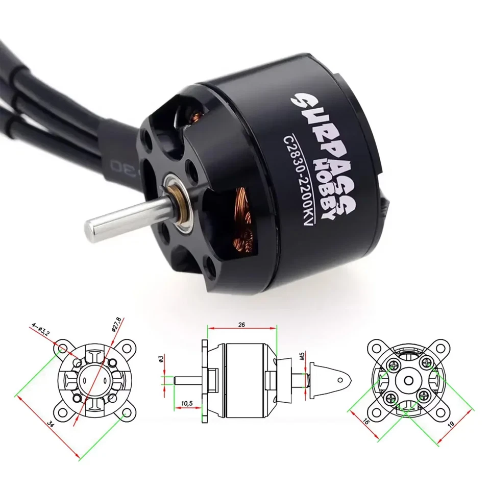 1/4PCS Surpass Hobby 2830 1300KV 1000KV 850KV 750KV Outrunner Motore Brushless p - Immagine 3 di 4