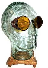 Antique Willson Amber Tortoise Shell Sunglasses Goggles Vtg Steampunk Glasses W