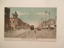 Neenah Wisconsin Postcard Wisconsin Avenue Street car 1910 WI