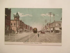 Neenah Wisconsin Postcard Wisconsin Avenue Street car 1910 WI