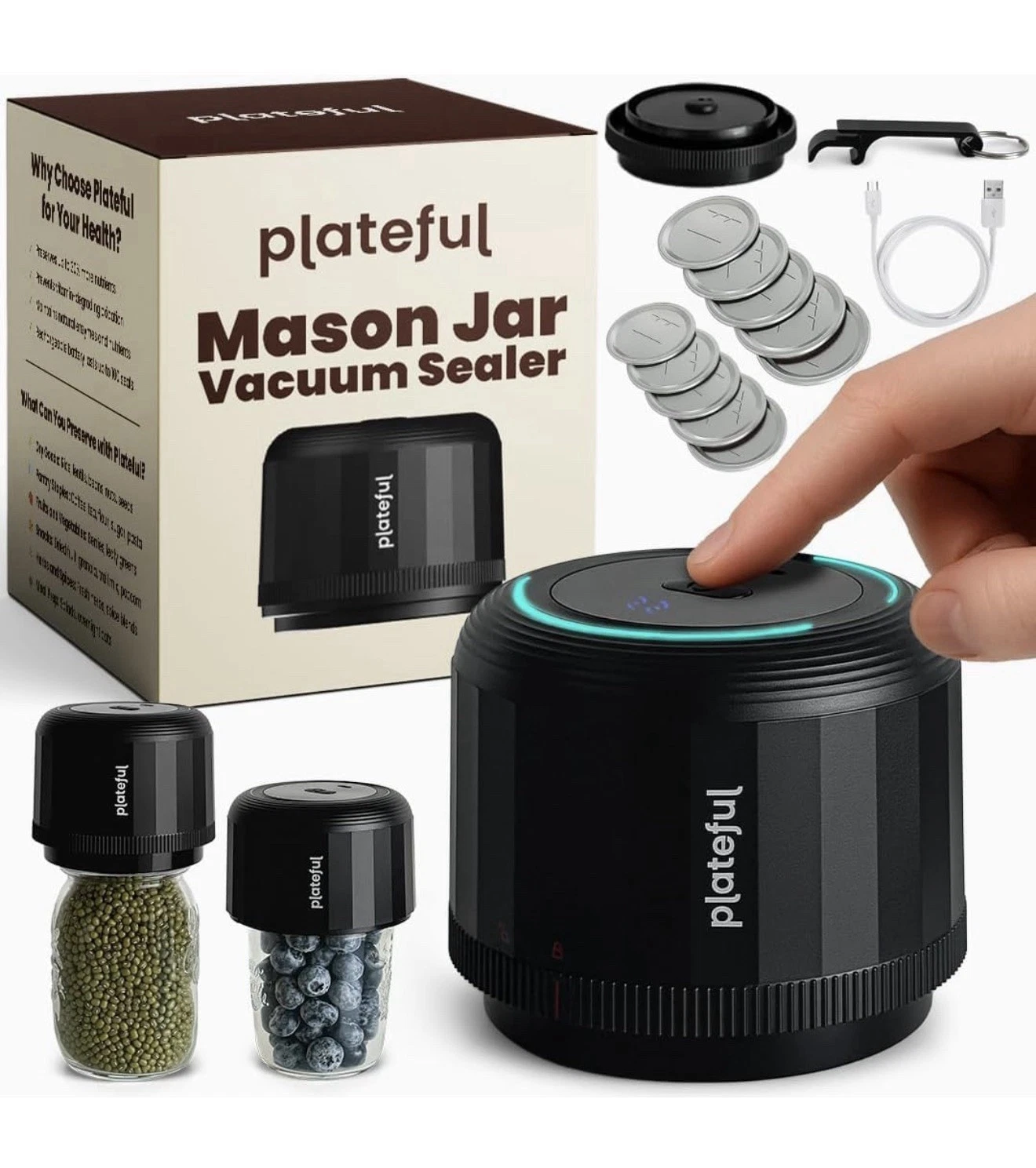 Plateful Electric Mason Jar Vacuum Sealer Kit Wide Mouth and Regular Mouth Jars
Opens in a new windo