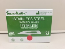 New, Sealed Swann-Morton 25A Stainless Steel Surgical Blades, Pack Of 100
