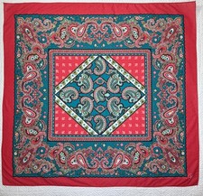 Vtg RN 14193 Oversized Paisley Multicolor Bandana Scarf Poly/Cotton 31x29 USA