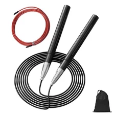 CRHOEIQ Speed Jump Rope for Men Women, Fitness Skipping Rope with Aluminium H...