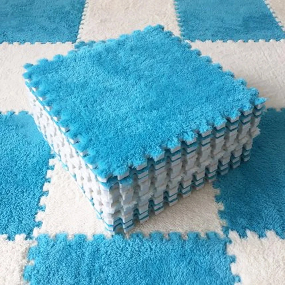 30*30CM Soft Plush Children Kids Rug Play Mat Puzzle Carpet Warm Playmat