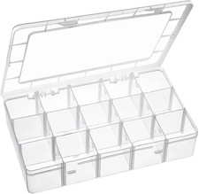 Exptolii 15 Large Grids Plastic Organizer Box with 1x 15 Grids, Clear