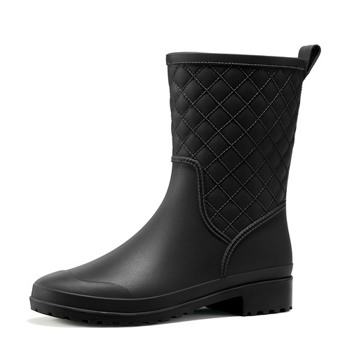 Hisea halbhohe Damen-Regenstiefel wasserdicht rutschfest Arbeit Gummistiefel schwarz – US 9