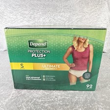 Depend Protection Plus Underwear Ultimate Absorbency Women Sz S 24-30 92ct NISB
