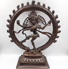 16″ Solid Brass Shiva Nataraja Statue – Heavy 13lb Bronze Finish Hindu Sculpture