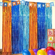 Blue Dog Man Birthday Party Decorations,2 Packs OrangeBlueLight Blue Foil Fri...