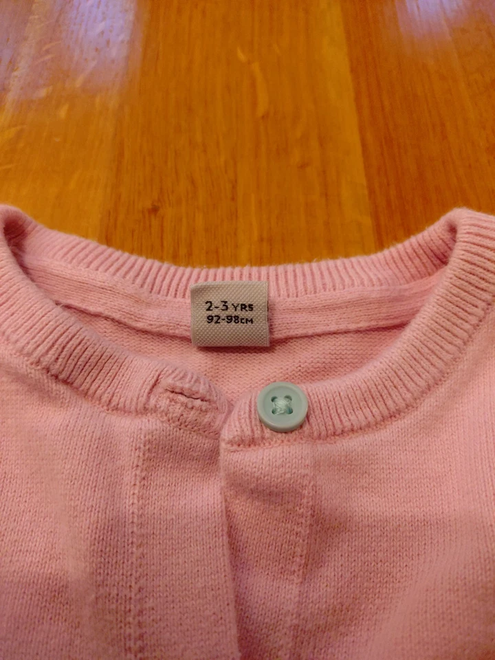 TU Pink Cotton Embroidery Applique Cardigan, Size 2-3 Years, Used - Image 4 of 4