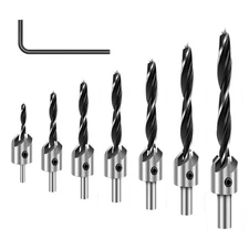Countersink Drill Bits Set- 7Pcs Counter Sink Bit for Wood High Speed Steel, Woo