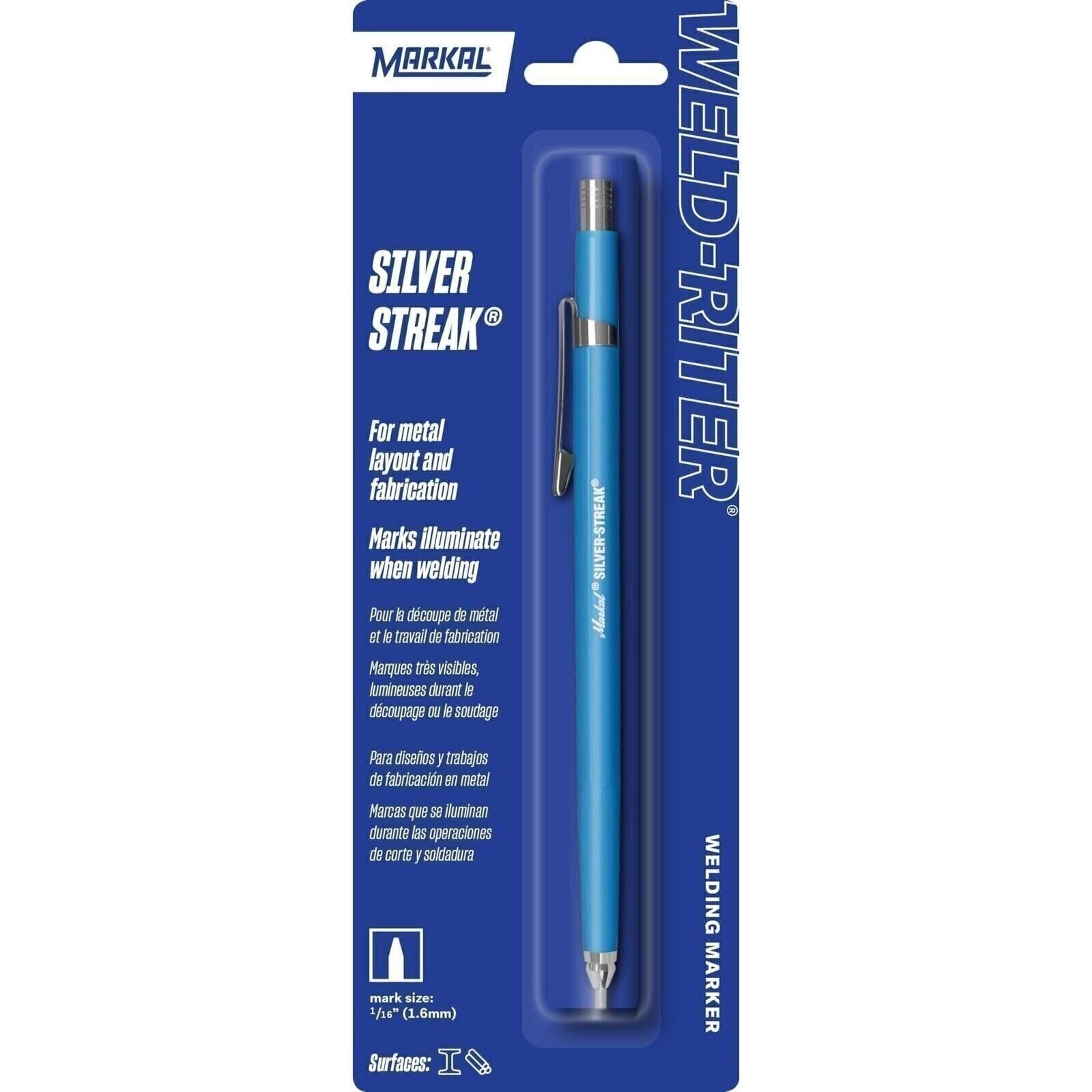 Markal 96006 Silver-Streak Metal Marker (1 Holder, 1 Refill) Round, Silver