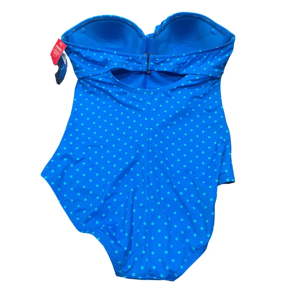 NWT SPANX Sz 14 Shaping Suit Underwire One Piece Blue Dot Bandeau Push Up 2694 - Image 3 of 4