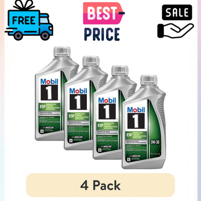 (4 Pack) Mobil 1 ESP Full Synthetic Motor Oil 0W30 1 Quart Engine Protection