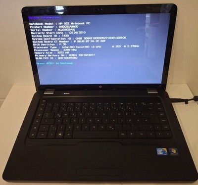 HP G62 Notebook  Hewlett Packard 15,6'' Display ( 2079 )