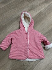 Next Girl’s Lined Jacket, Age 3-6 Months, Striped, Super Soft Warm Lining, Hood