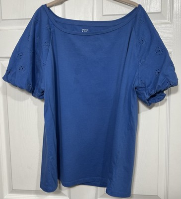 Crown And Ivy Lot Of 2 Eyelet Flutter Sleeve Tops XXL **see Desc. For Stain