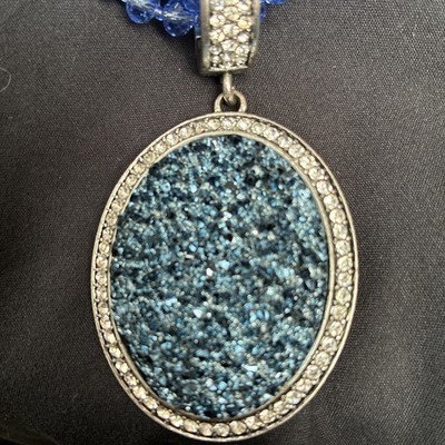 Joan Rivers 20'' Necklace Sparking Crystal strands with Drusy Pendant