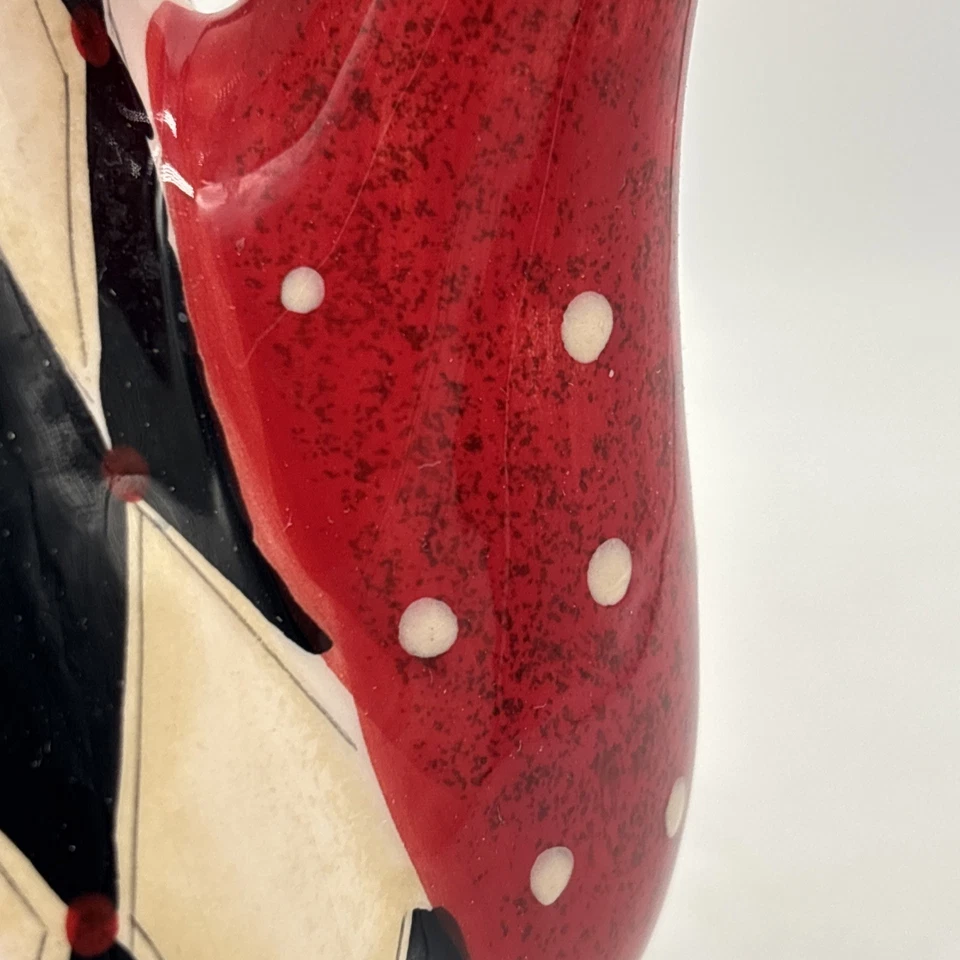 Bule de cerâmica internacional com certificação Lori branco vermelho preto arlequim MacKenzie! - Imagem 4 de 4