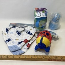 Lot of NEW Baby Boy Supplies Rocket Ship  Blue Theme Bibs Toys Cup Etc.  