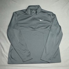 Nike Mens Gray Long Sleeve Pullover Golf 1/4 Zip Dri Fit Large