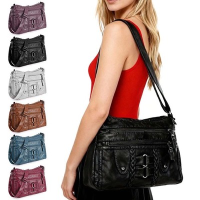 Soft Crossbody Shoulder Bag Purse Tote for Women PU Leather w/ Adjustable Strap