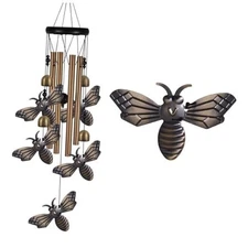 Garden Wind Chimes Outdoor Indoor Decor - with 4 Tubes 4 Bells 5s Wind Bee