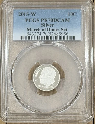 2015 W Proof March of Dimes Silver Roosevelt Dime PCGS PR70DCAM