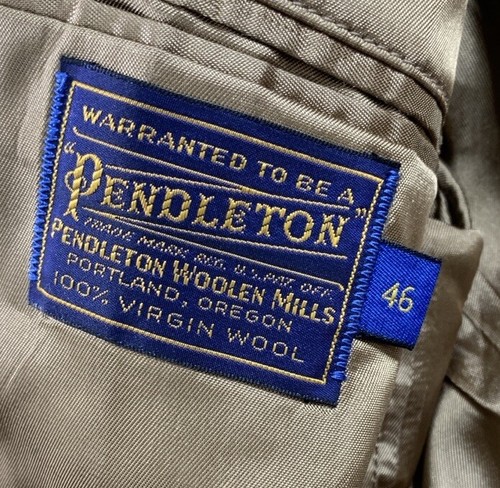 Pendleton Western Blazer Men 46 Tan Wool Tweed Yoked Shoulder Elbow Patch - Picture 4 of 9