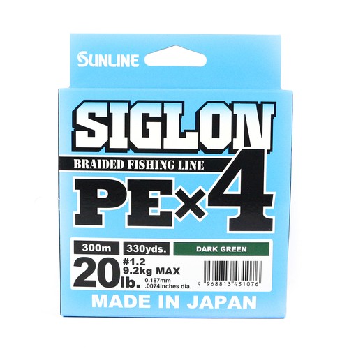 Sunline P.E. Line Siglon X8 – 150m, PE 1.2, 20LB, Vert Foncé, Tresse 8 Brins, Neuve