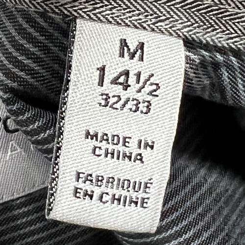 Marc New York Button Up Shirt Mens Medium 14 1/2 32/33 Gray Chevron Striped L/S - Picture 8 of 9