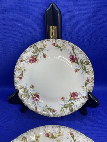 Chodziez- Poland Bread Plate Scalloped Edge Painted Roses Gold Trim Set 5 - Picture 1 of 7