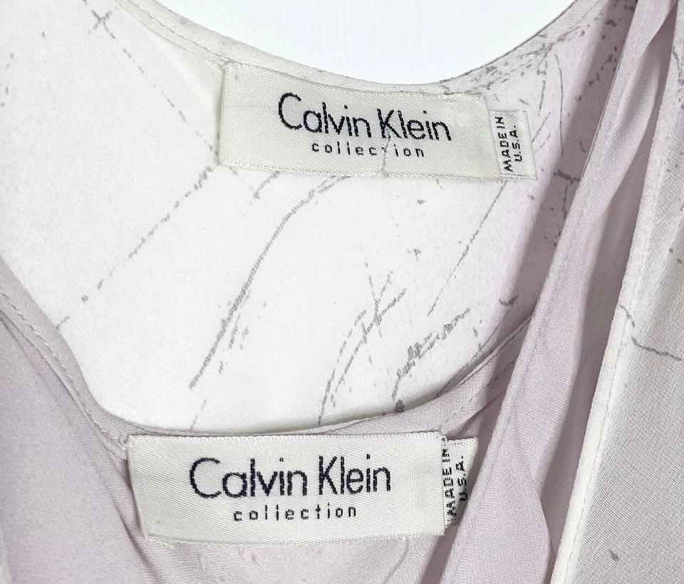 CALVIN KLEIN Collection 2 peças rabisco seda corte viés vestido regata forro deslizante CONJUNTO 6 - Imagem 4 de 4