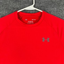 Under Armour Shirt Mens Small Red Short Sleeve Tech Tee Activewear Gym Casual