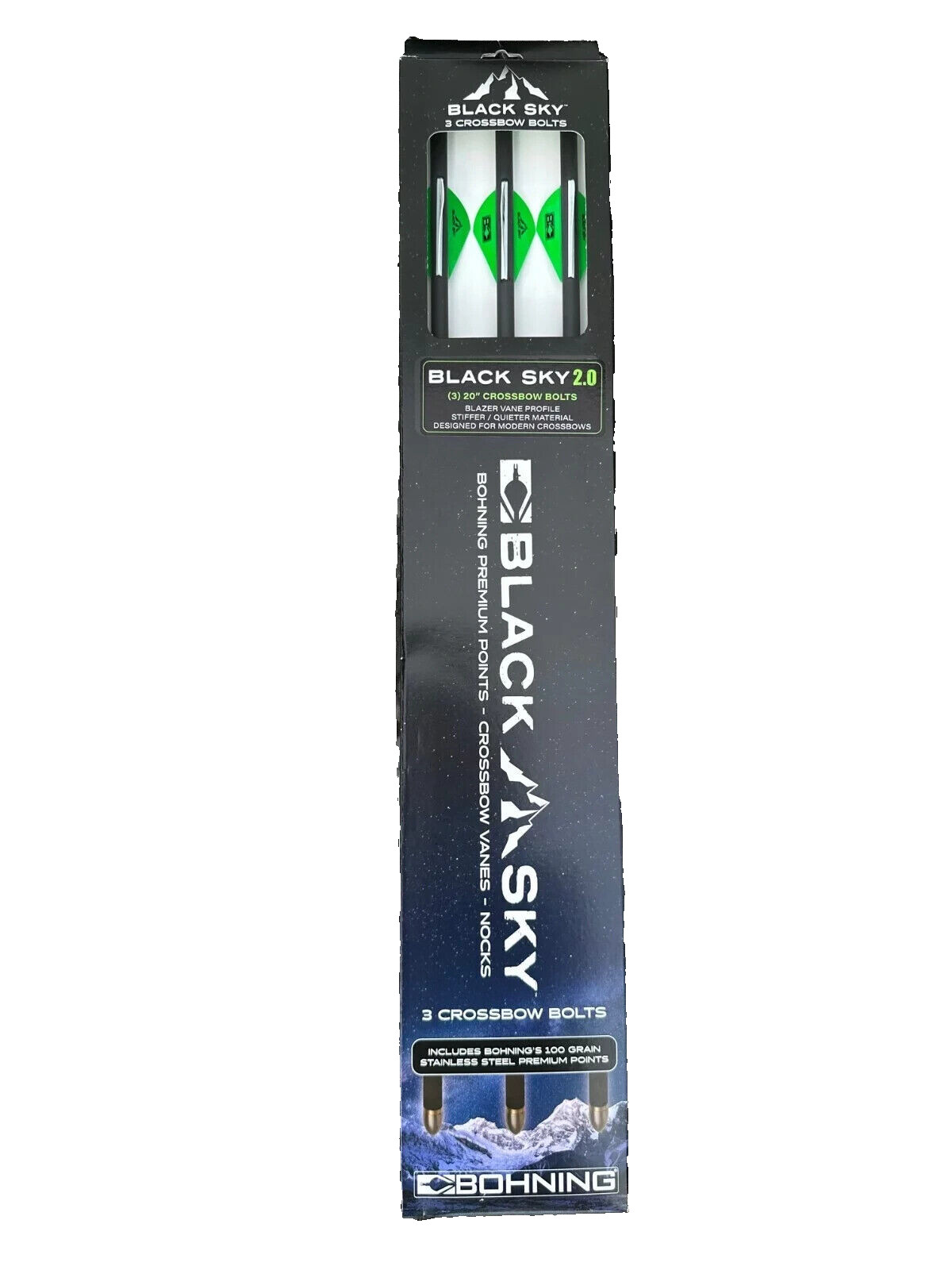 Bolts Arrows Carbon 20" Bohning&reg; Black Sky 2.0 New 3 Pack Vanes Points