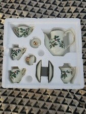 Mini Tea Set Baum Brothers Ivory  Gold 10 Piece Holiday Christmas Decor