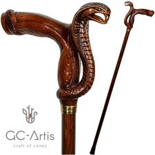Wooden Snake Walking Cane Stick Cobra for men women ladies gent hand carved