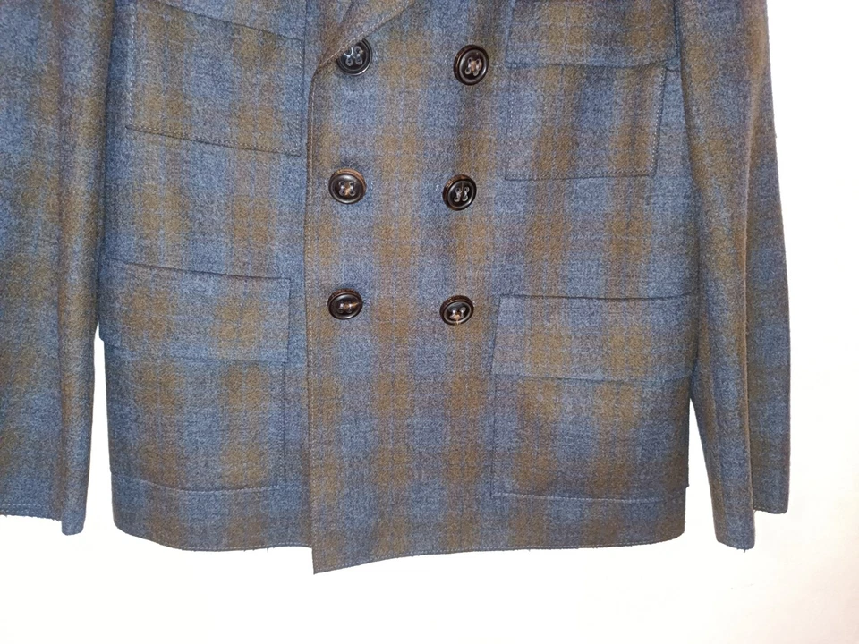 Dsquared2 Brown & Blue Check Tweed Style Wool Mix Blazer Jacket 44 - Image 4 of 4