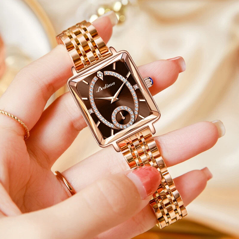 Rose gold square clearance watch