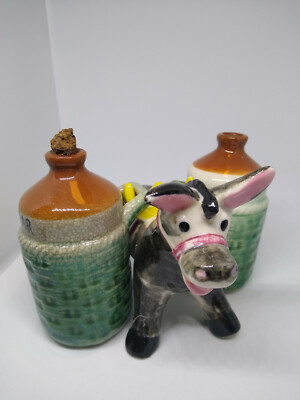 Vintage RELCO Japan Donkey Mule Burro Vinegar/Oil Ceramic Cruet Set